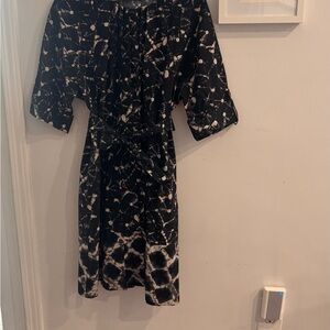Thakoon Black and Ivory Patterned Midi Dress